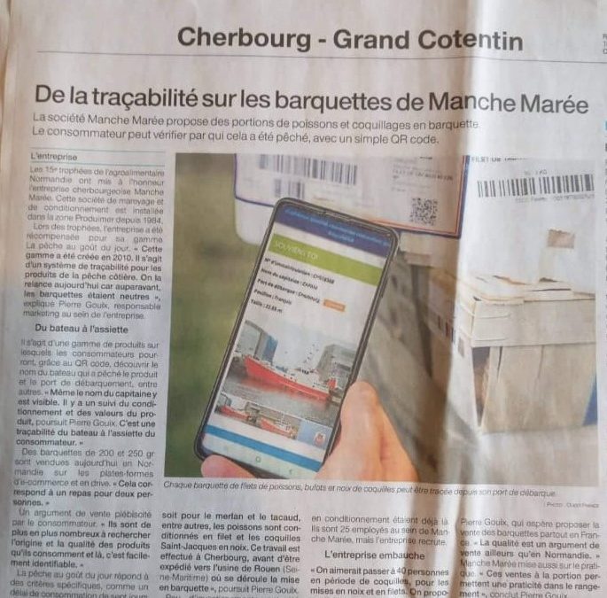 🎉 Après avoir remporté le prix « saveurs de Normandie », Manche marée apparait dans le journal Ouest France !